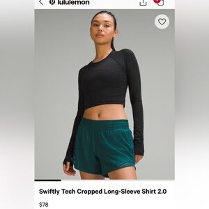 Lululemon swiftly tech cropped long sleeve